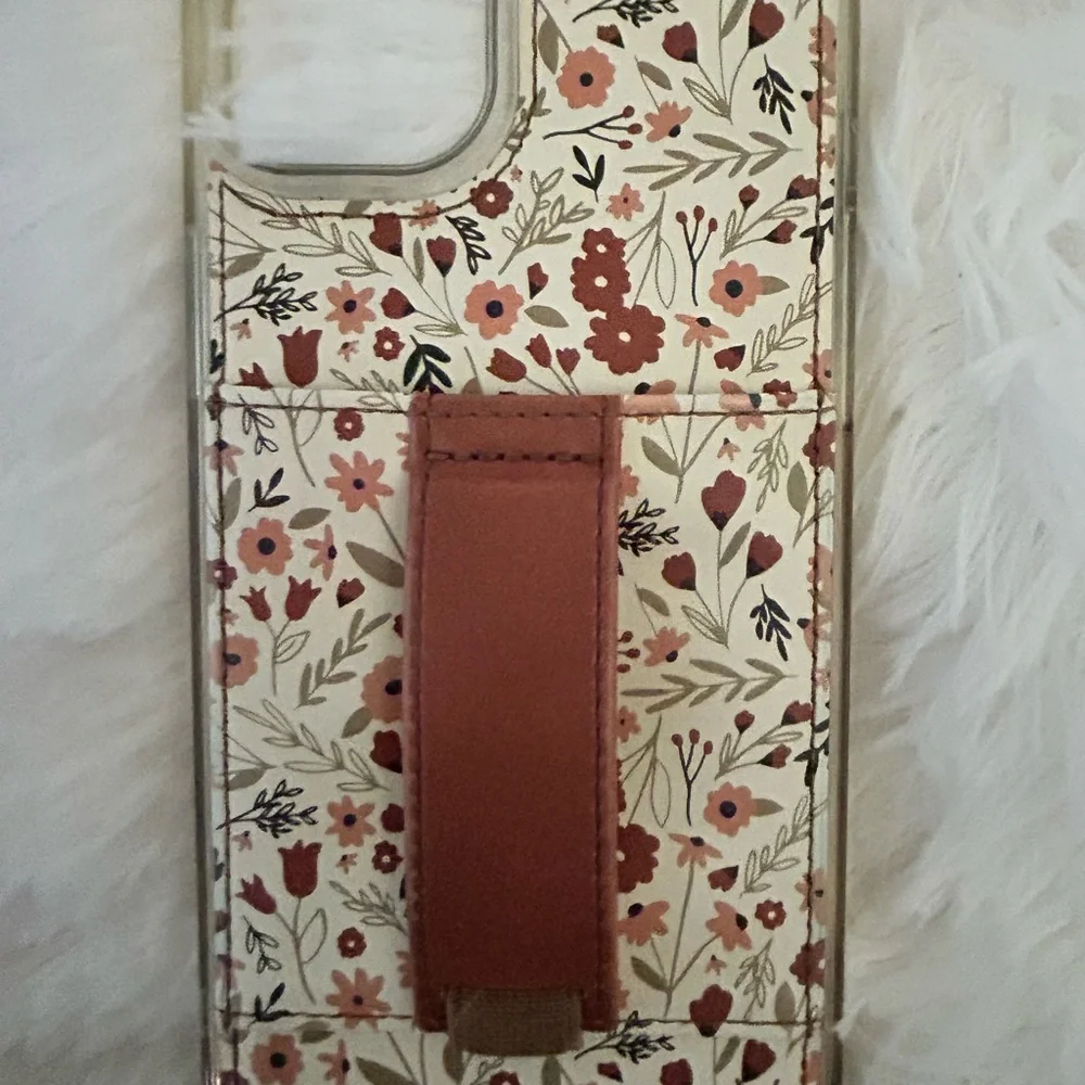 Walli Case Floral Phone Case with Stand - Brown and Cream for iPhone 14 Plus